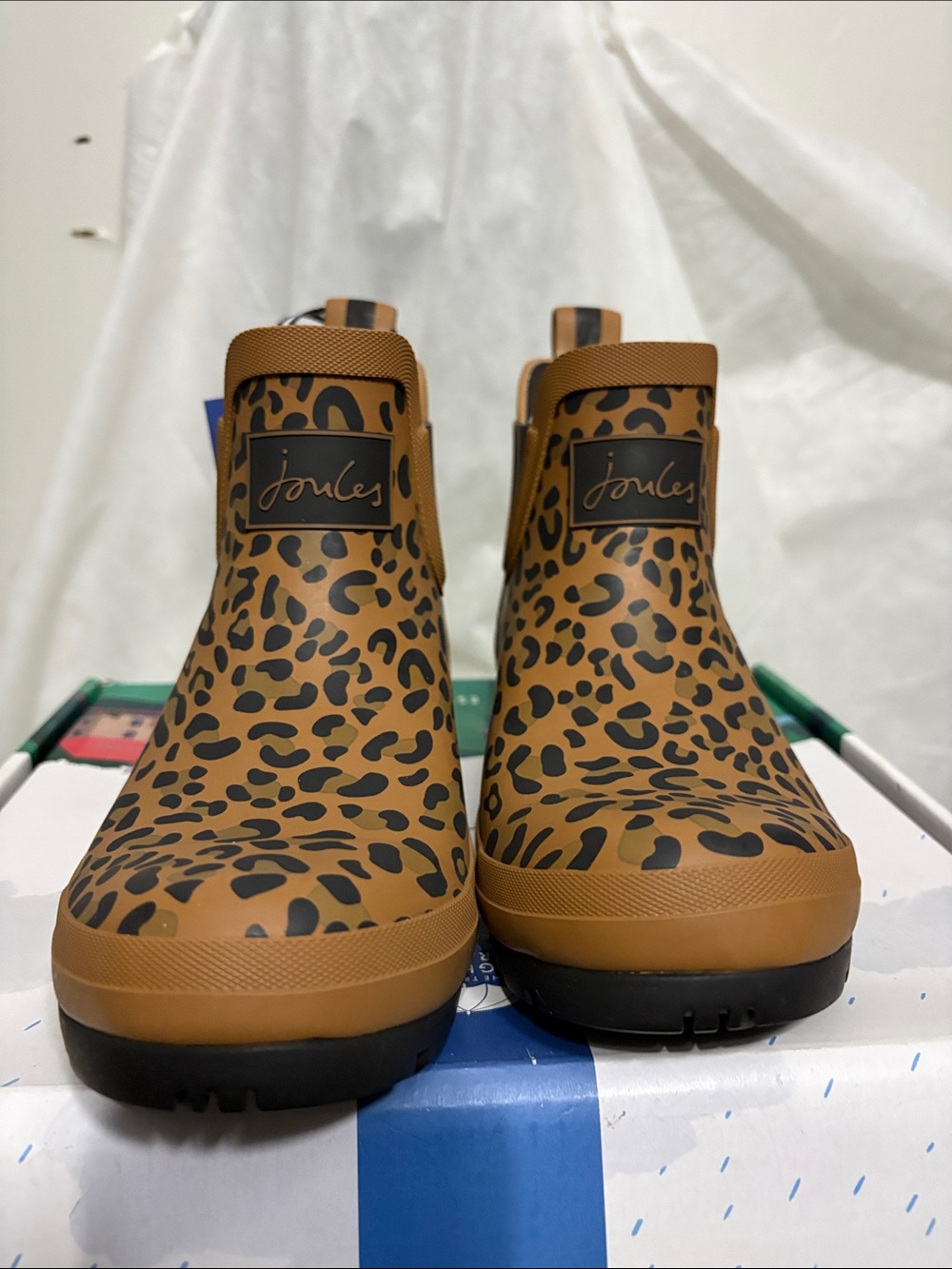 Joules Leopard Print Rain Boots size US 7 NWT